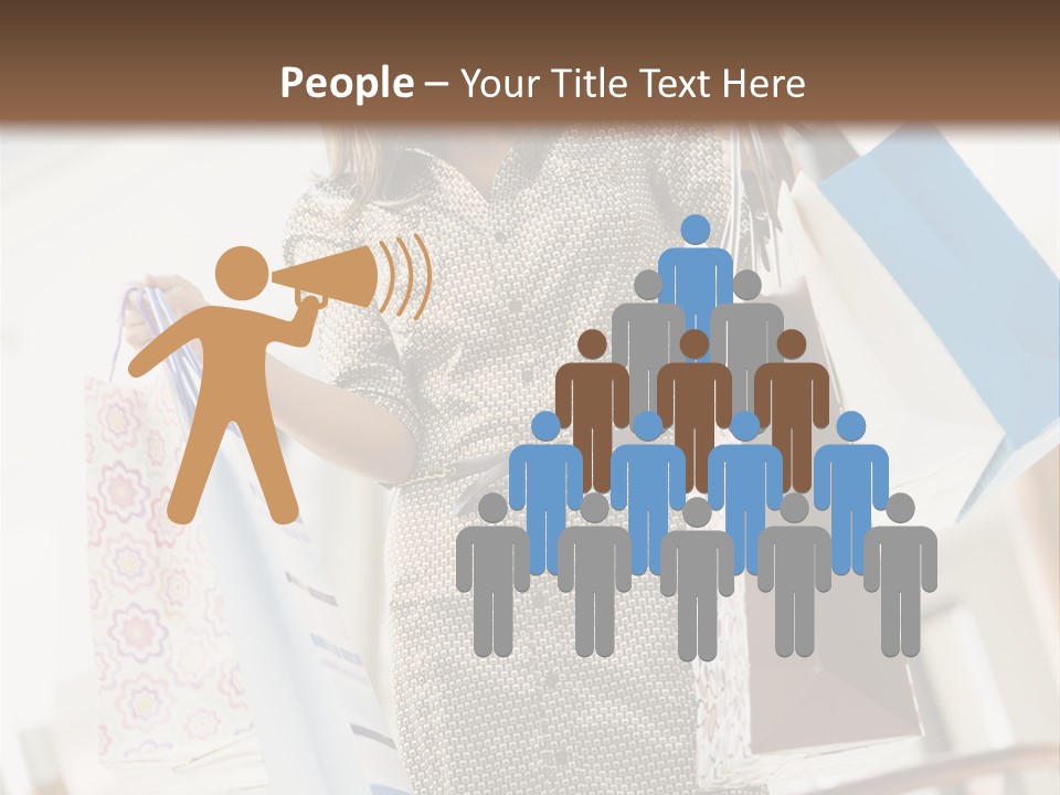 Woman Shopping In Mall Carrying Bags PowerPoint Template