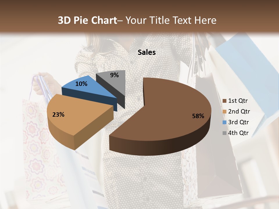 Woman Shopping In Mall Carrying Bags PowerPoint Template