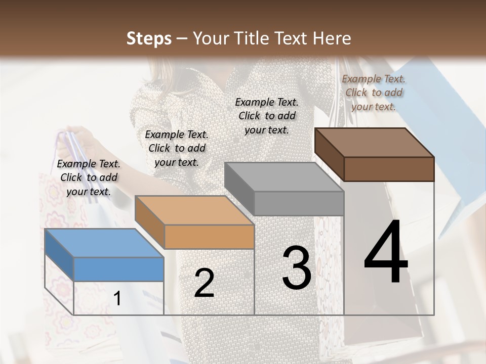 Woman Shopping In Mall Carrying Bags PowerPoint Template