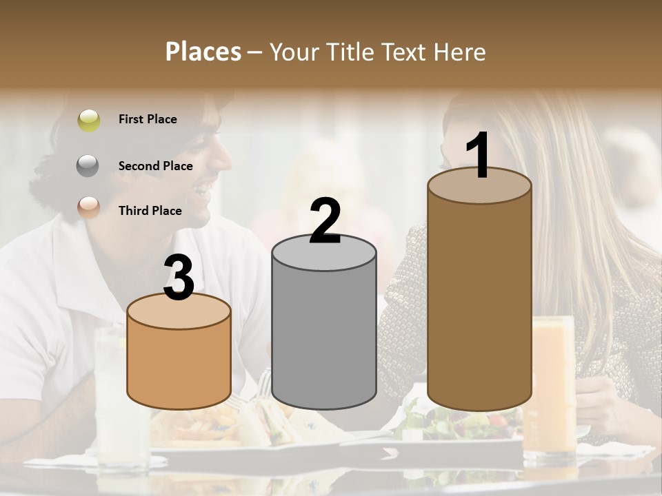 Couple Enjoying Lunch Sitting At Cafe Table PowerPoint Template