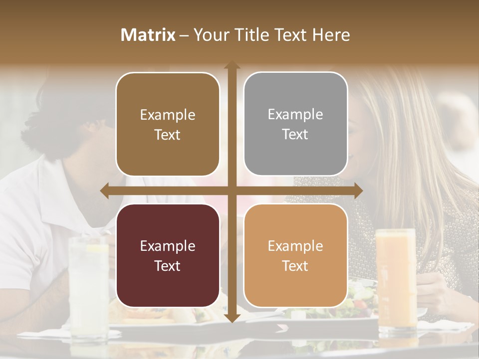 Couple Enjoying Lunch Sitting At Cafe Table PowerPoint Template
