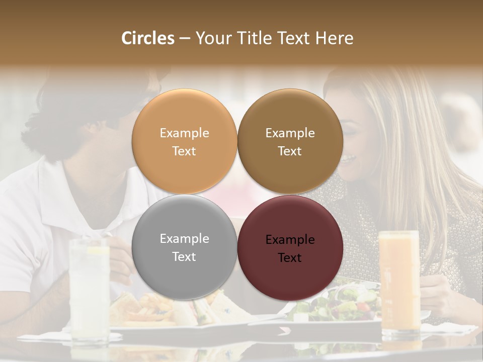 Couple Enjoying Lunch Sitting At Cafe Table PowerPoint Template