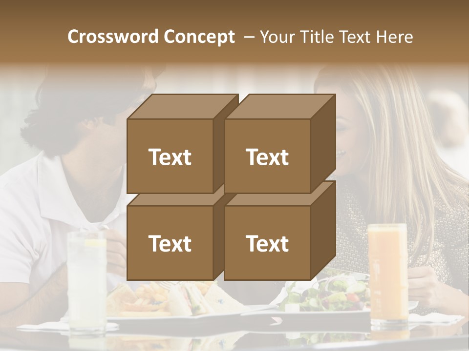 Couple Enjoying Lunch Sitting At Cafe Table PowerPoint Template