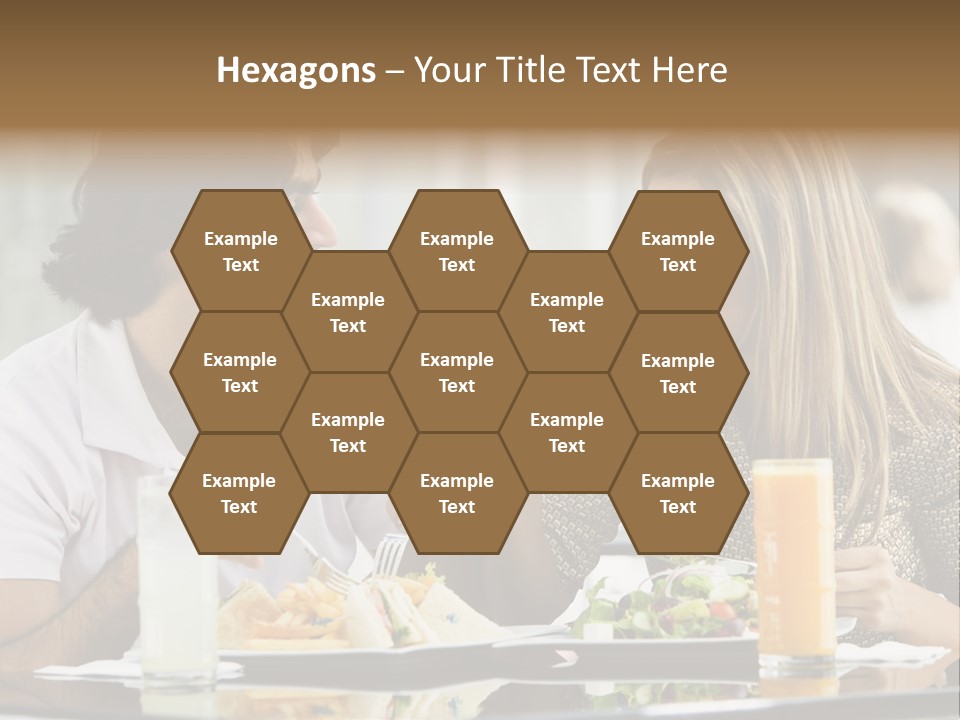 Couple Enjoying Lunch Sitting At Cafe Table PowerPoint Template