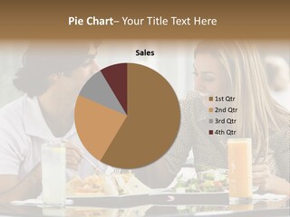 Couple Enjoying Lunch Sitting At Cafe Table PowerPoint Template