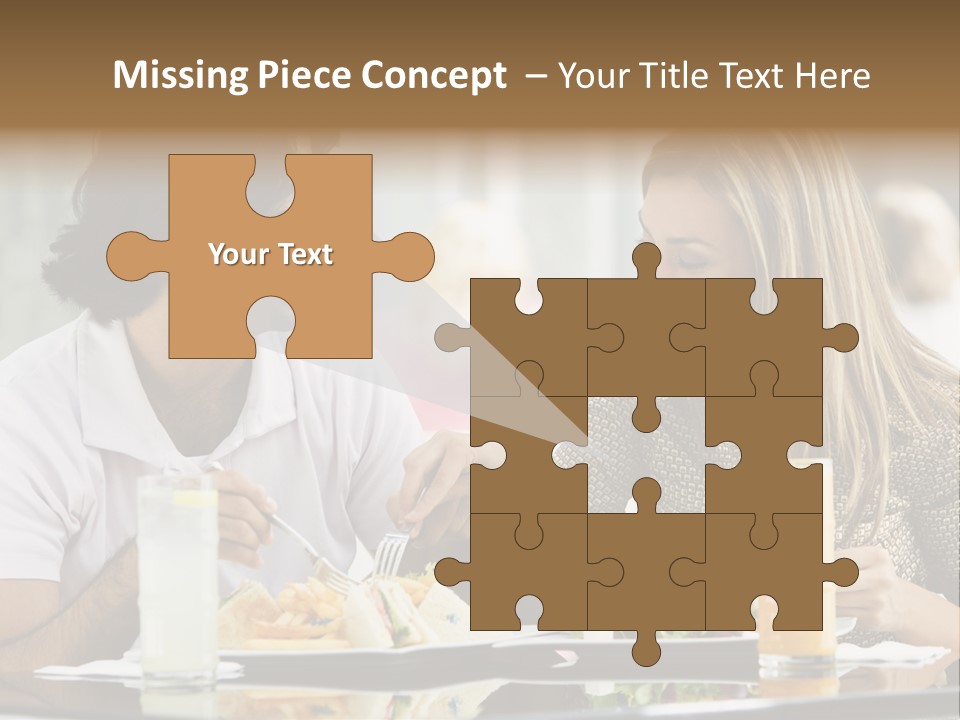 Couple Enjoying Lunch Sitting At Cafe Table PowerPoint Template