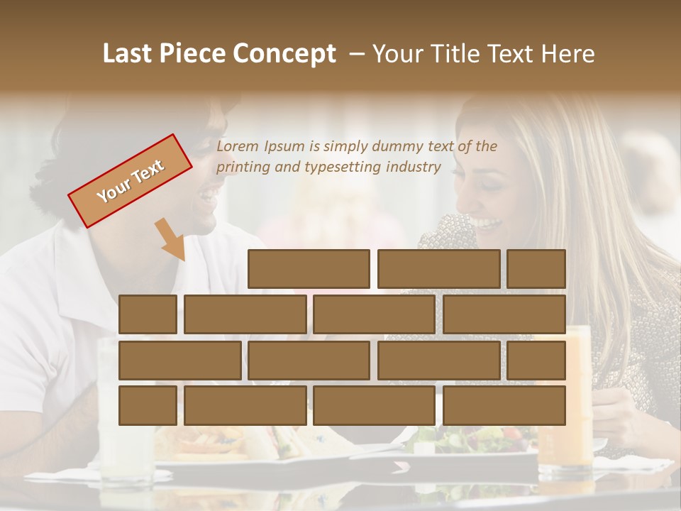 Couple Enjoying Lunch Sitting At Cafe Table PowerPoint Template