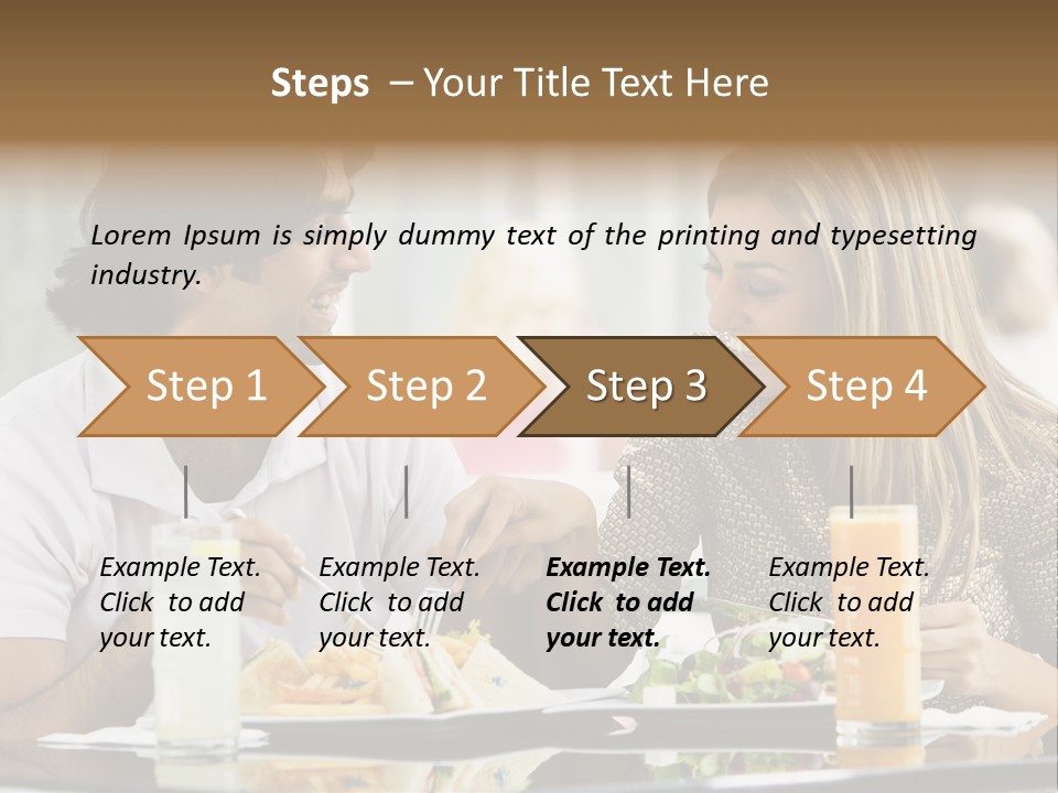 Couple Enjoying Lunch Sitting At Cafe Table PowerPoint Template