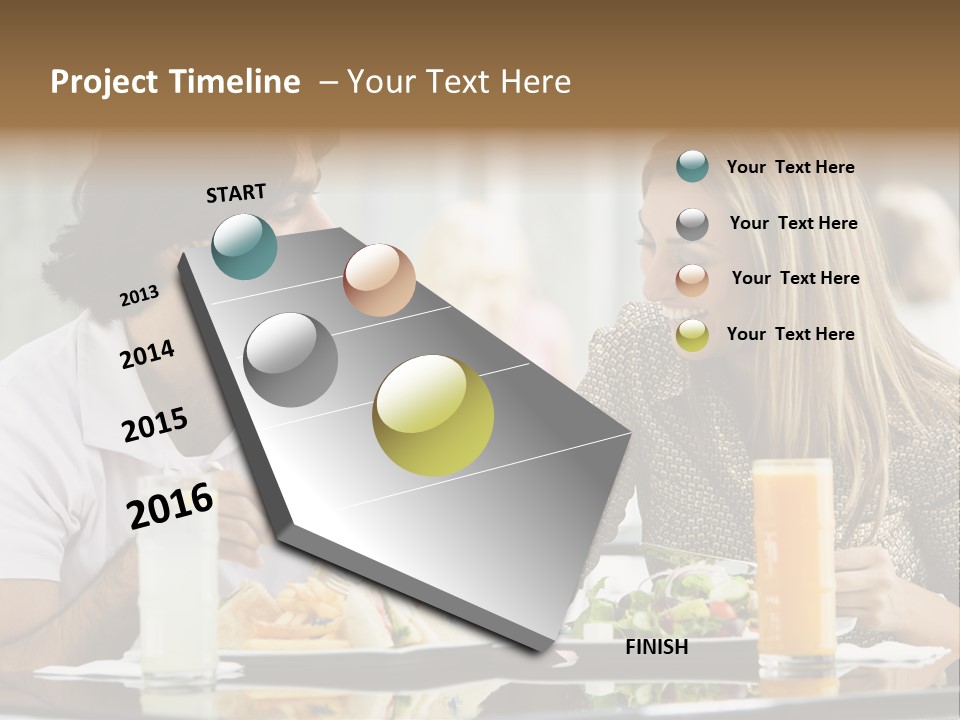 Couple Enjoying Lunch Sitting At Cafe Table PowerPoint Template