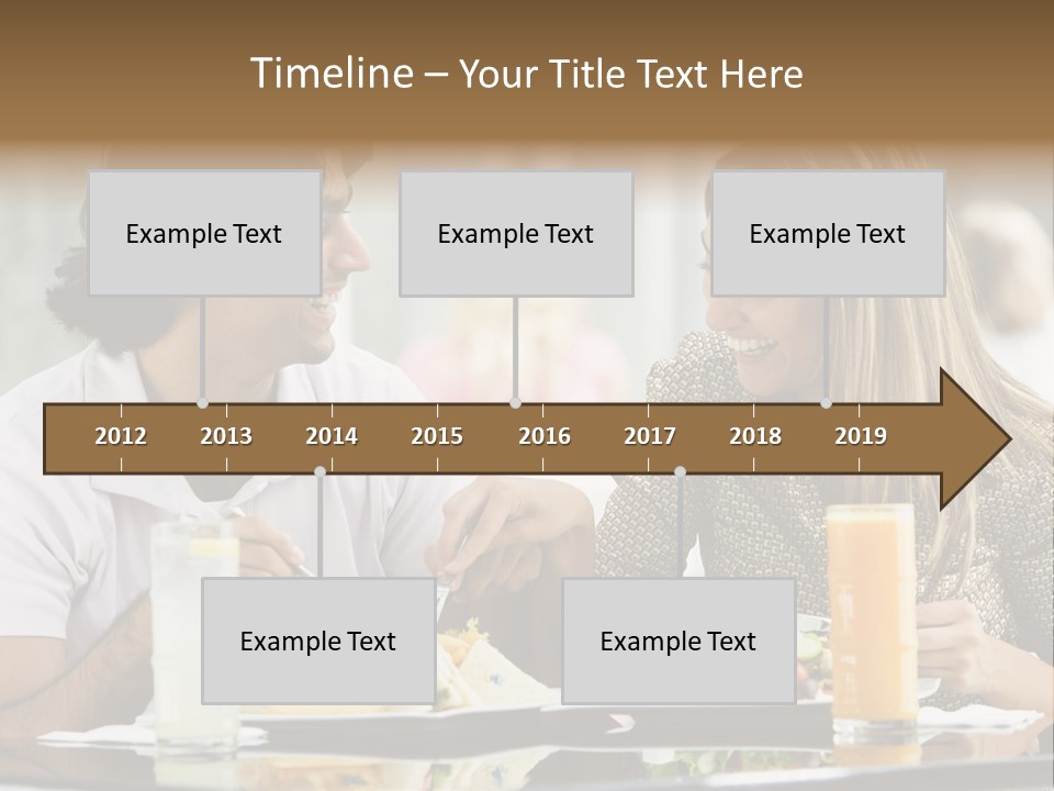 Couple Enjoying Lunch Sitting At Cafe Table PowerPoint Template