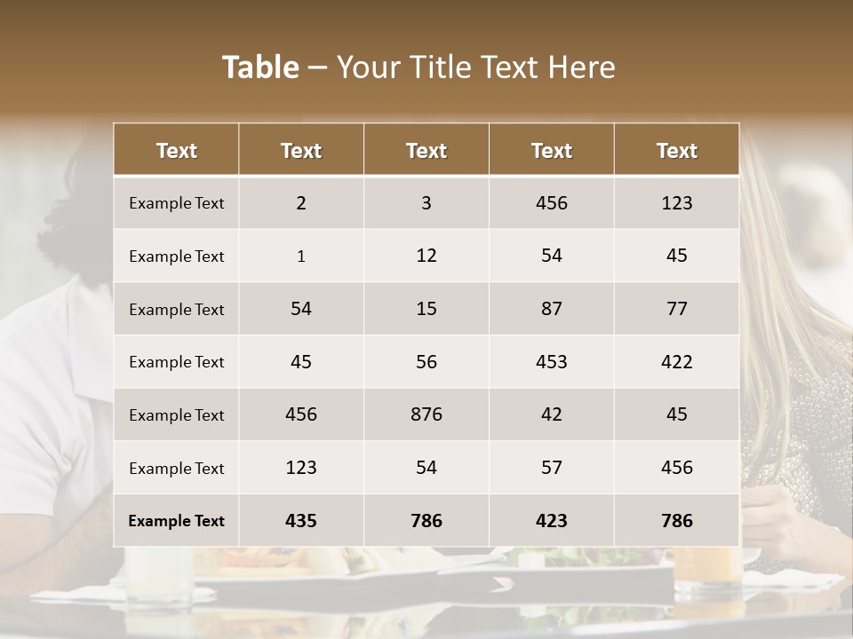 Couple Enjoying Lunch Sitting At Cafe Table PowerPoint Template