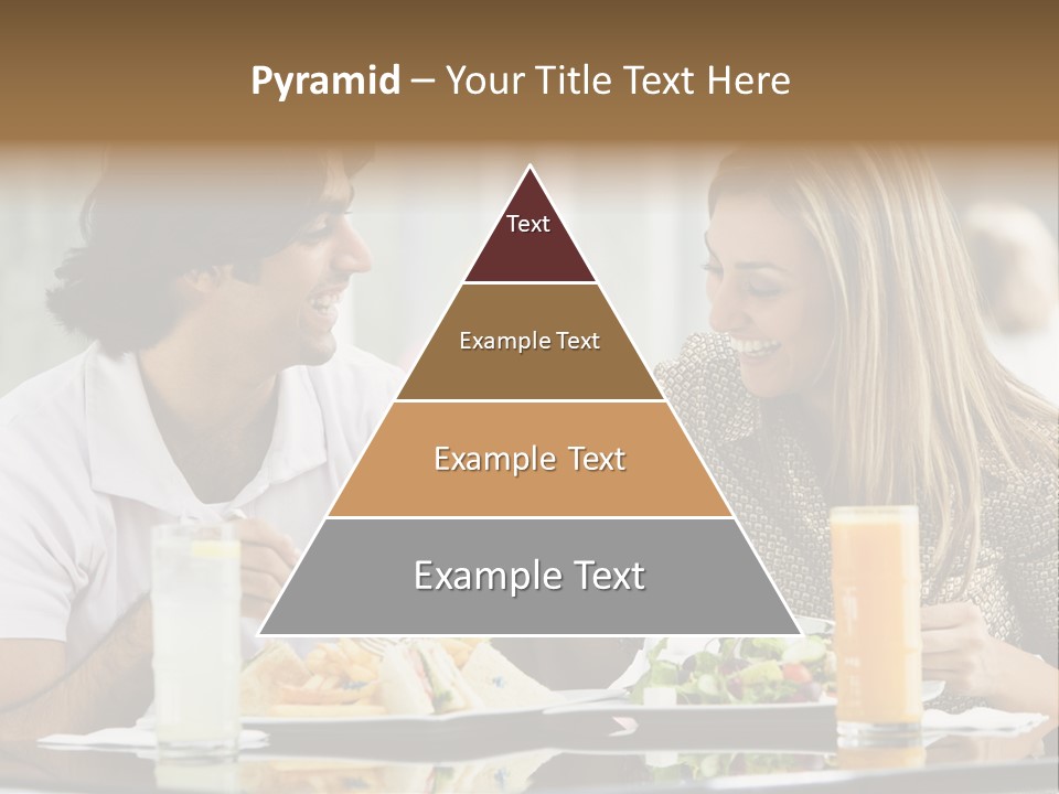 Couple Enjoying Lunch Sitting At Cafe Table PowerPoint Template