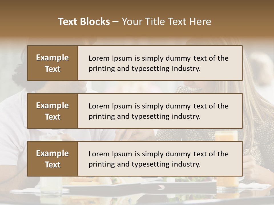 Couple Enjoying Lunch Sitting At Cafe Table PowerPoint Template
