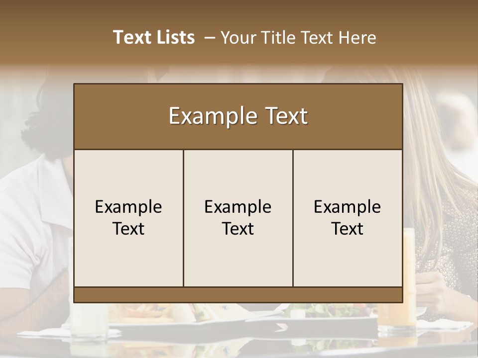 Couple Enjoying Lunch Sitting At Cafe Table PowerPoint Template