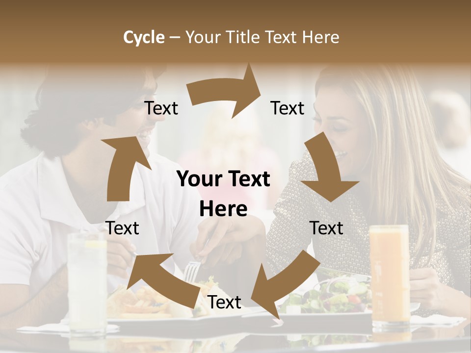 Couple Enjoying Lunch Sitting At Cafe Table PowerPoint Template