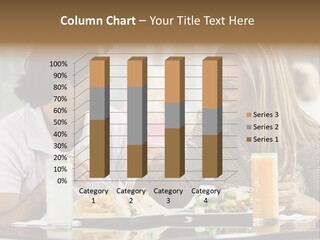 Couple Enjoying Lunch Sitting At Cafe Table PowerPoint Template