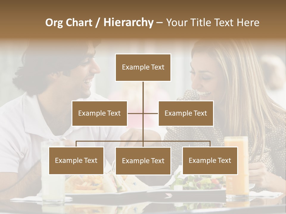 Couple Enjoying Lunch Sitting At Cafe Table PowerPoint Template
