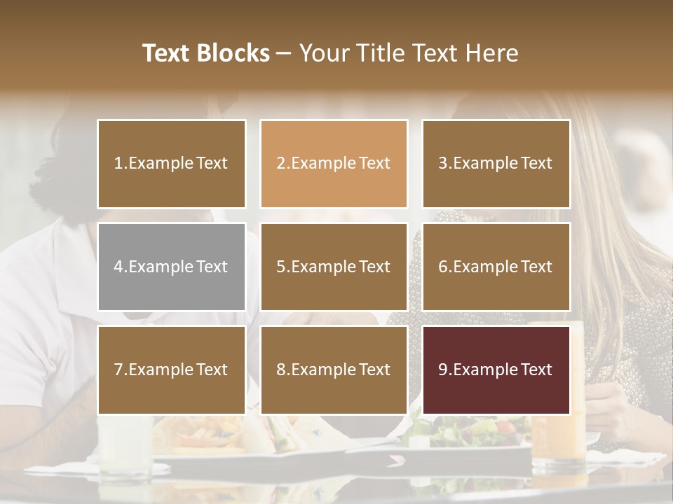 Couple Enjoying Lunch Sitting At Cafe Table PowerPoint Template