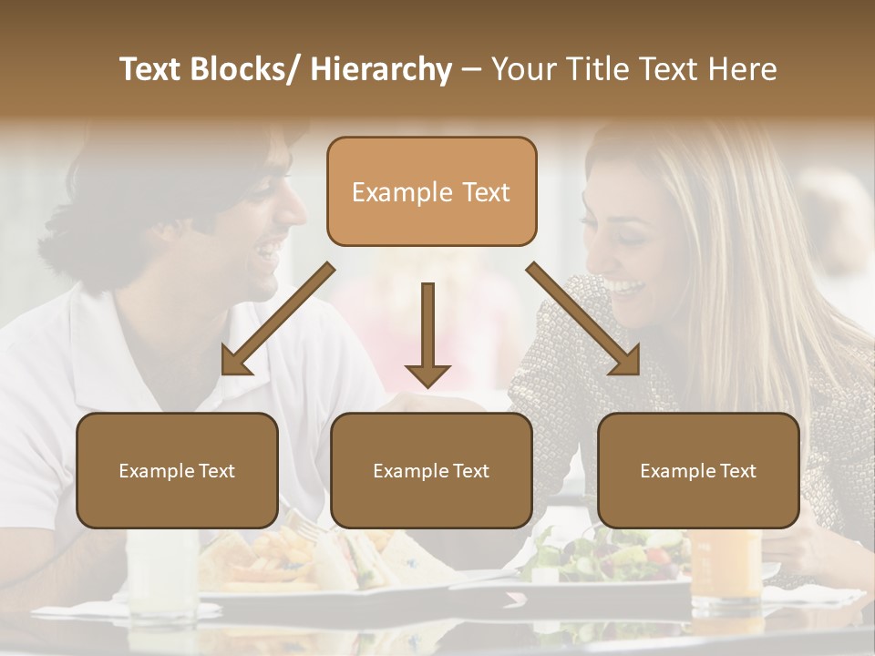 Couple Enjoying Lunch Sitting At Cafe Table PowerPoint Template