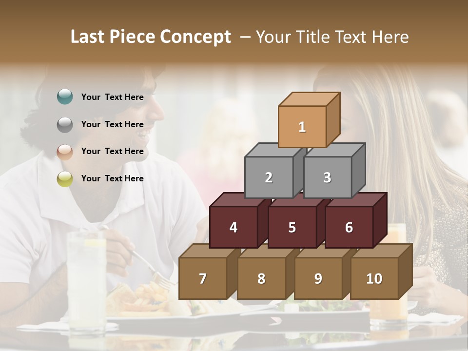 Couple Enjoying Lunch Sitting At Cafe Table PowerPoint Template