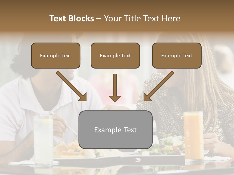 Couple Enjoying Lunch Sitting At Cafe Table PowerPoint Template