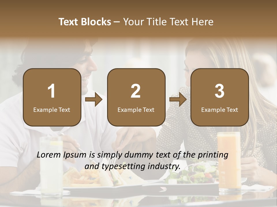 Couple Enjoying Lunch Sitting At Cafe Table PowerPoint Template