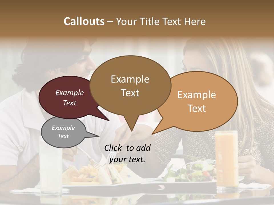 Couple Enjoying Lunch Sitting At Cafe Table PowerPoint Template