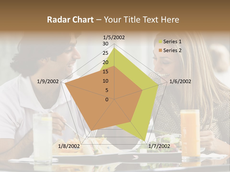 Couple Enjoying Lunch Sitting At Cafe Table PowerPoint Template