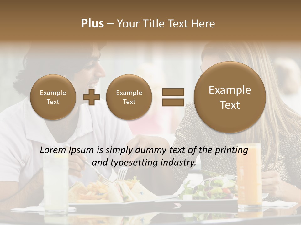 Couple Enjoying Lunch Sitting At Cafe Table PowerPoint Template