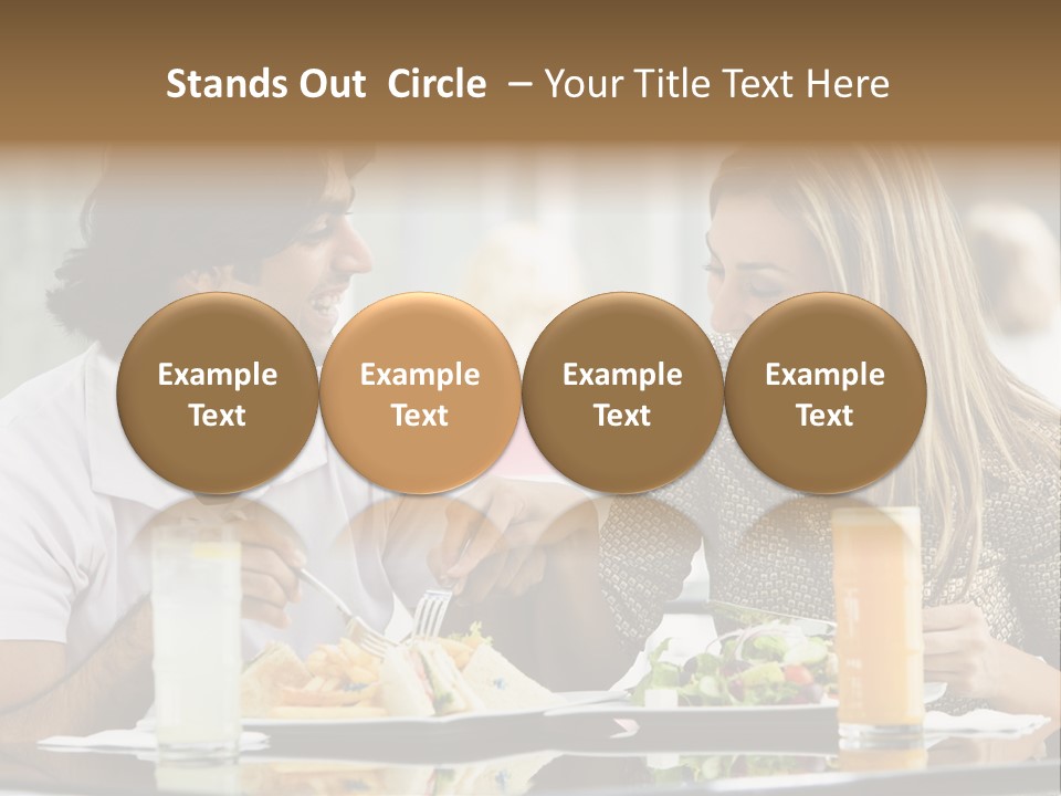 Couple Enjoying Lunch Sitting At Cafe Table PowerPoint Template