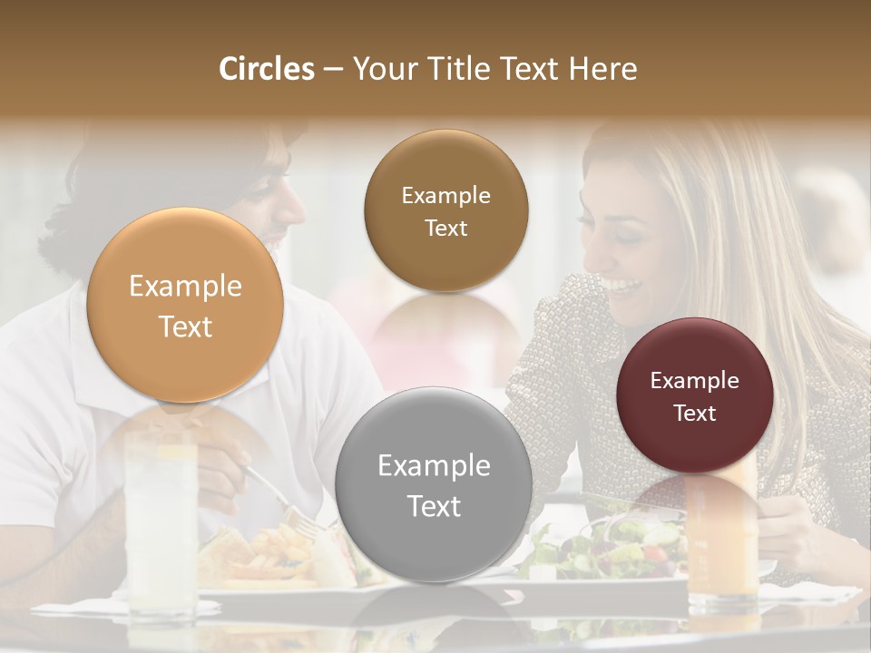 Couple Enjoying Lunch Sitting At Cafe Table PowerPoint Template