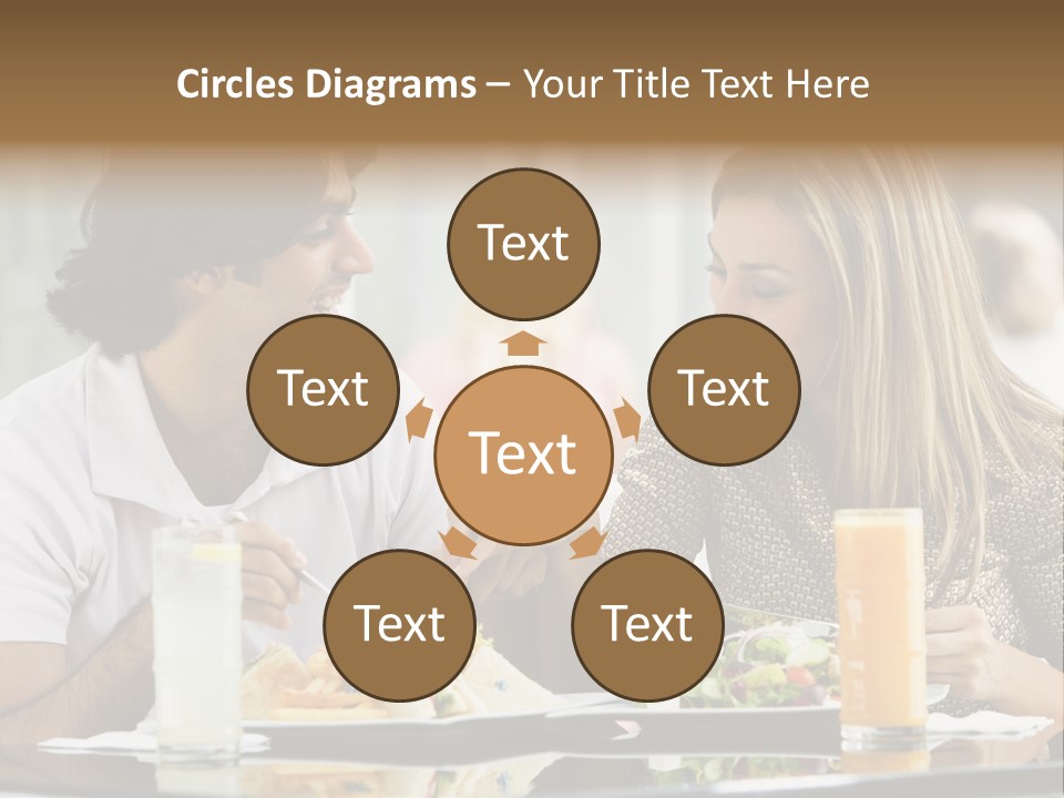 Couple Enjoying Lunch Sitting At Cafe Table PowerPoint Template