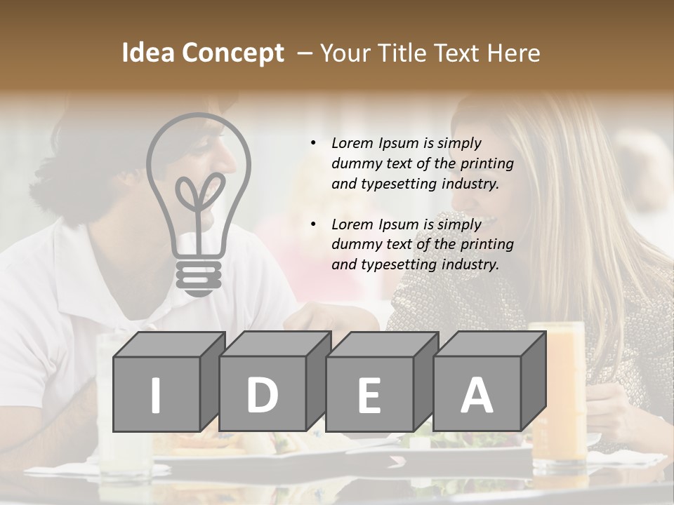 Couple Enjoying Lunch Sitting At Cafe Table PowerPoint Template