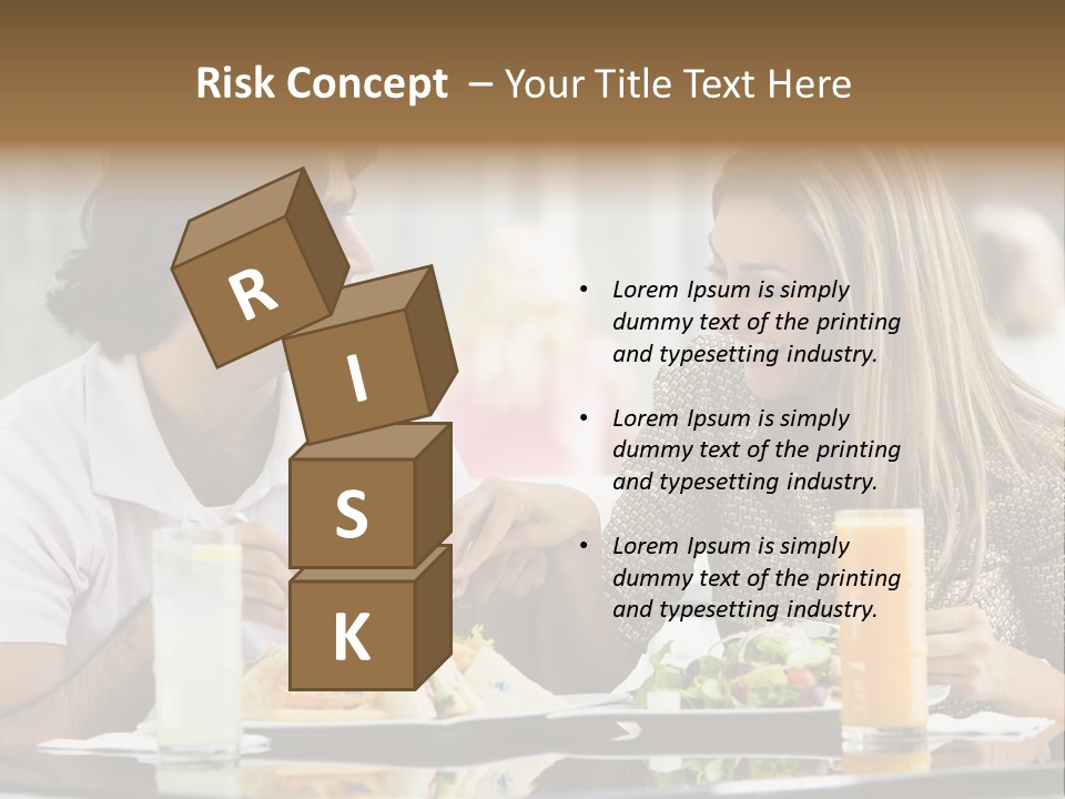 Couple Enjoying Lunch Sitting At Cafe Table PowerPoint Template