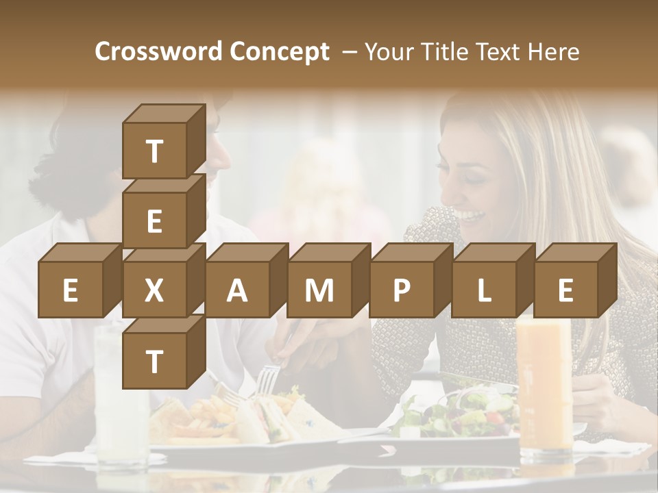 Couple Enjoying Lunch Sitting At Cafe Table PowerPoint Template