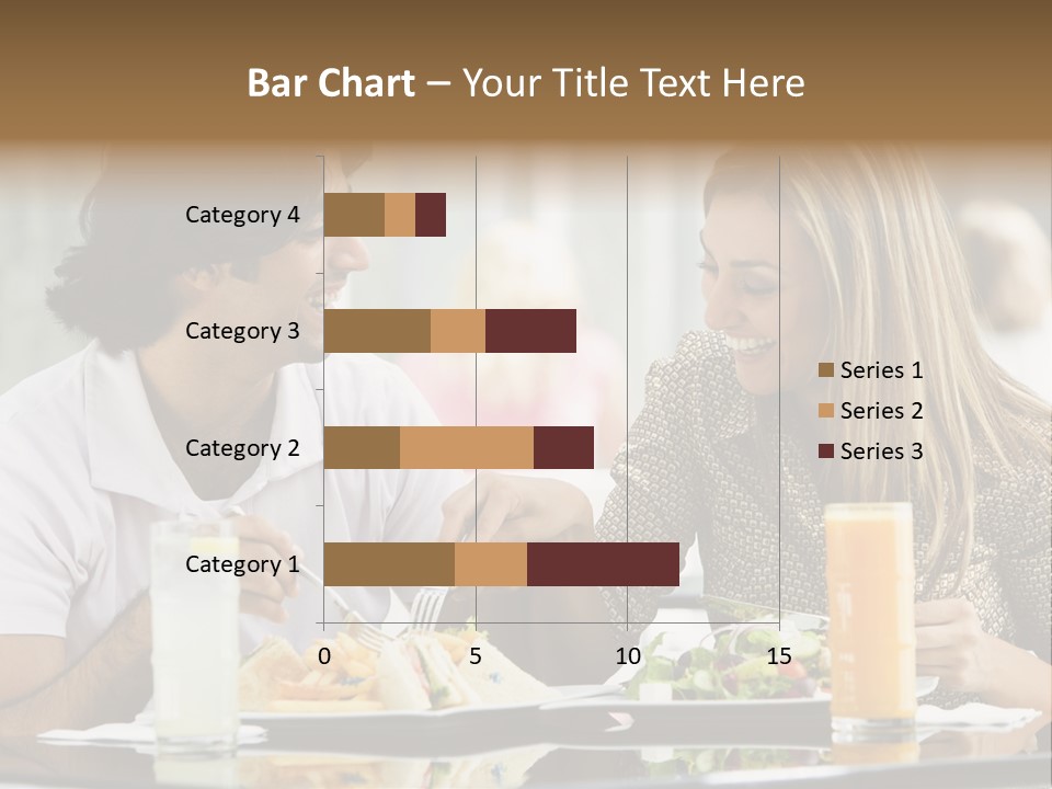 Couple Enjoying Lunch Sitting At Cafe Table PowerPoint Template