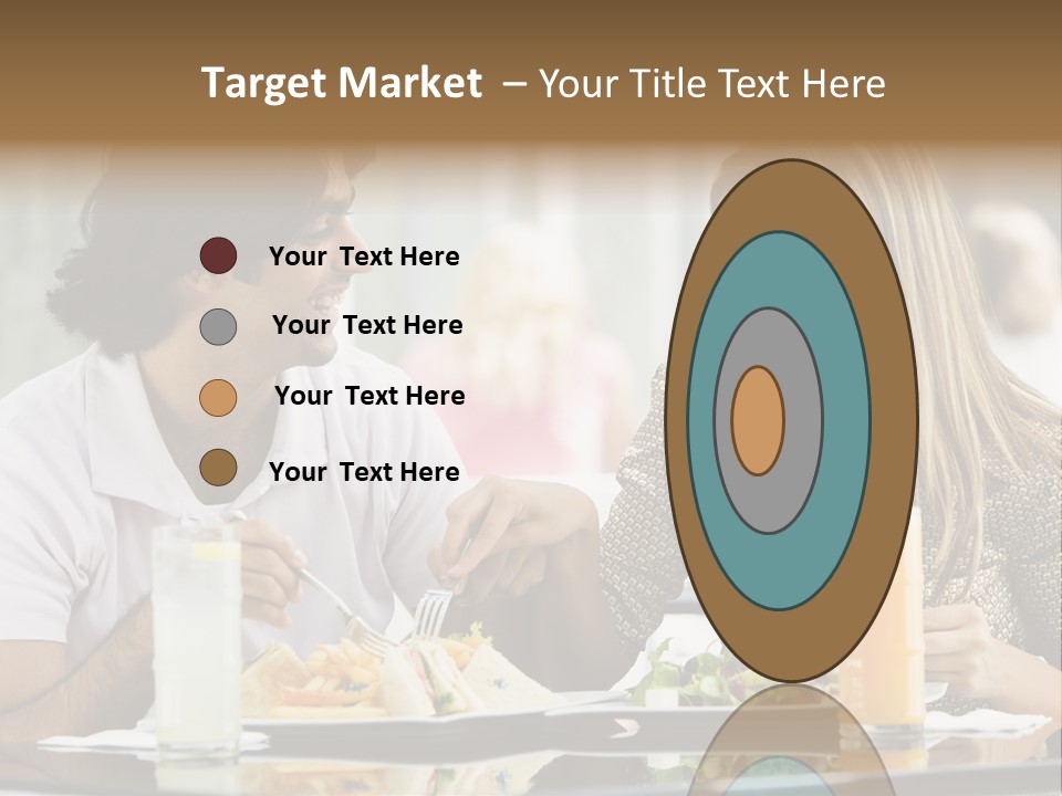 Couple Enjoying Lunch Sitting At Cafe Table PowerPoint Template