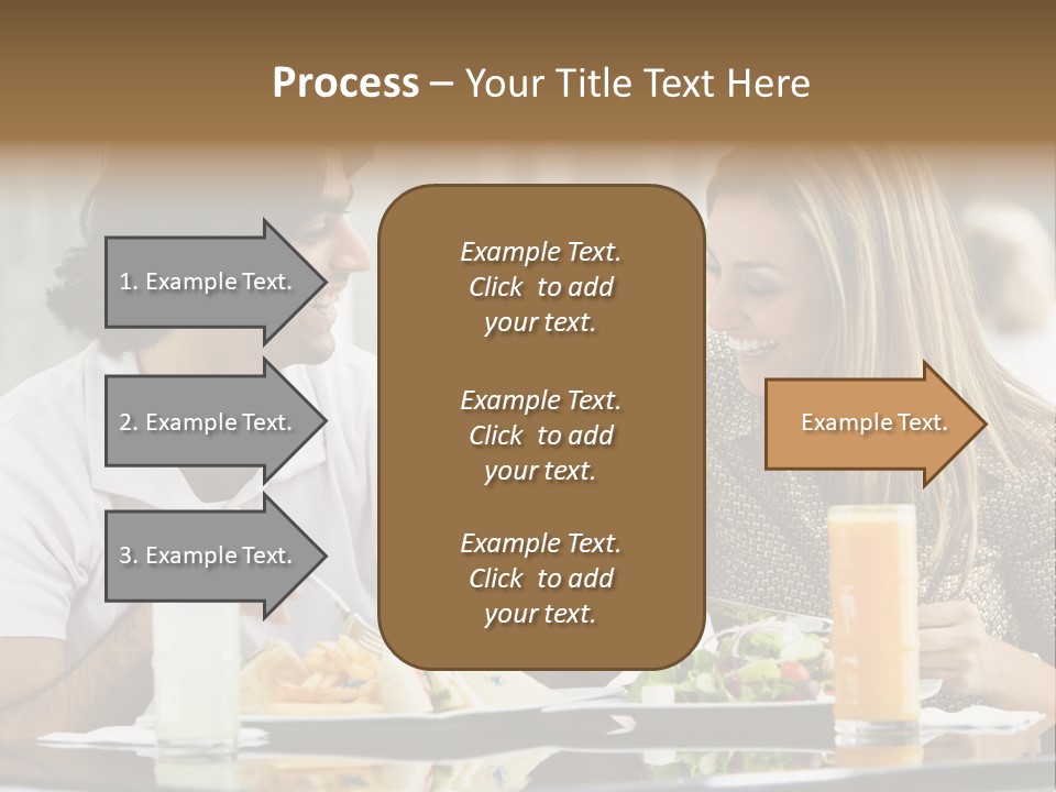 Couple Enjoying Lunch Sitting At Cafe Table PowerPoint Template