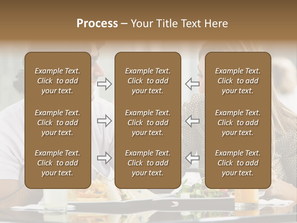 Couple Enjoying Lunch Sitting At Cafe Table PowerPoint Template