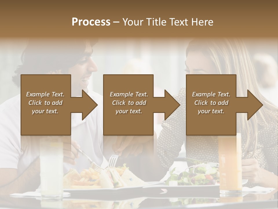 Couple Enjoying Lunch Sitting At Cafe Table PowerPoint Template