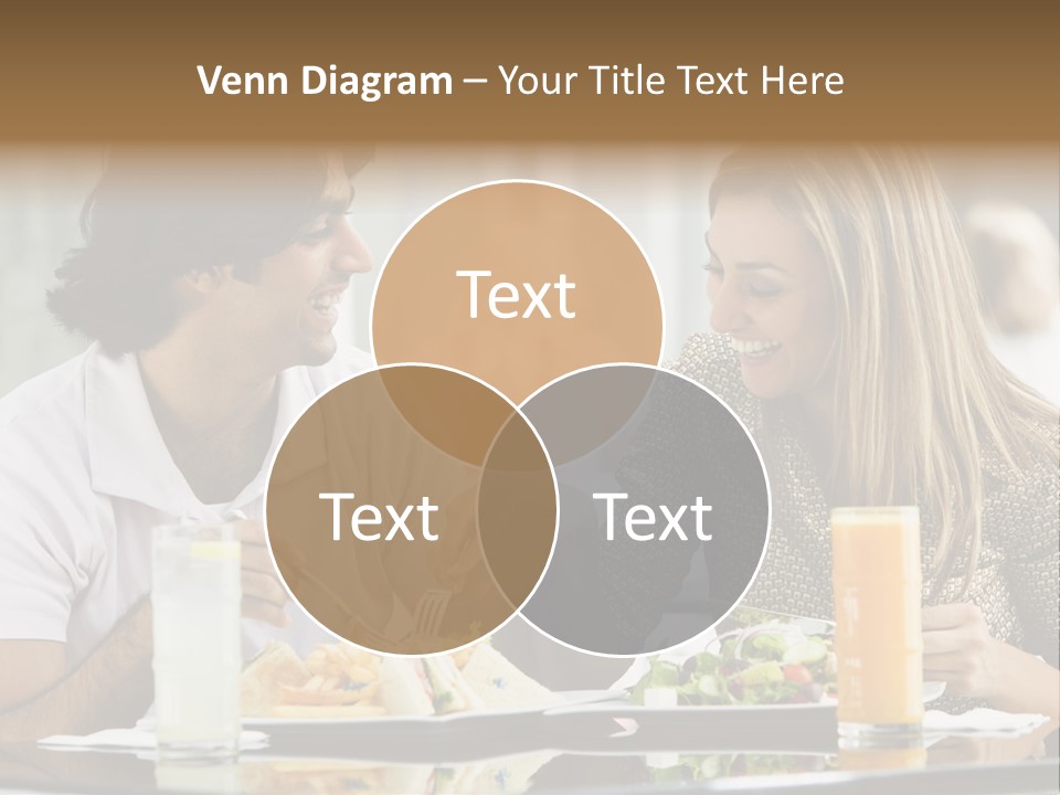 Couple Enjoying Lunch Sitting At Cafe Table PowerPoint Template
