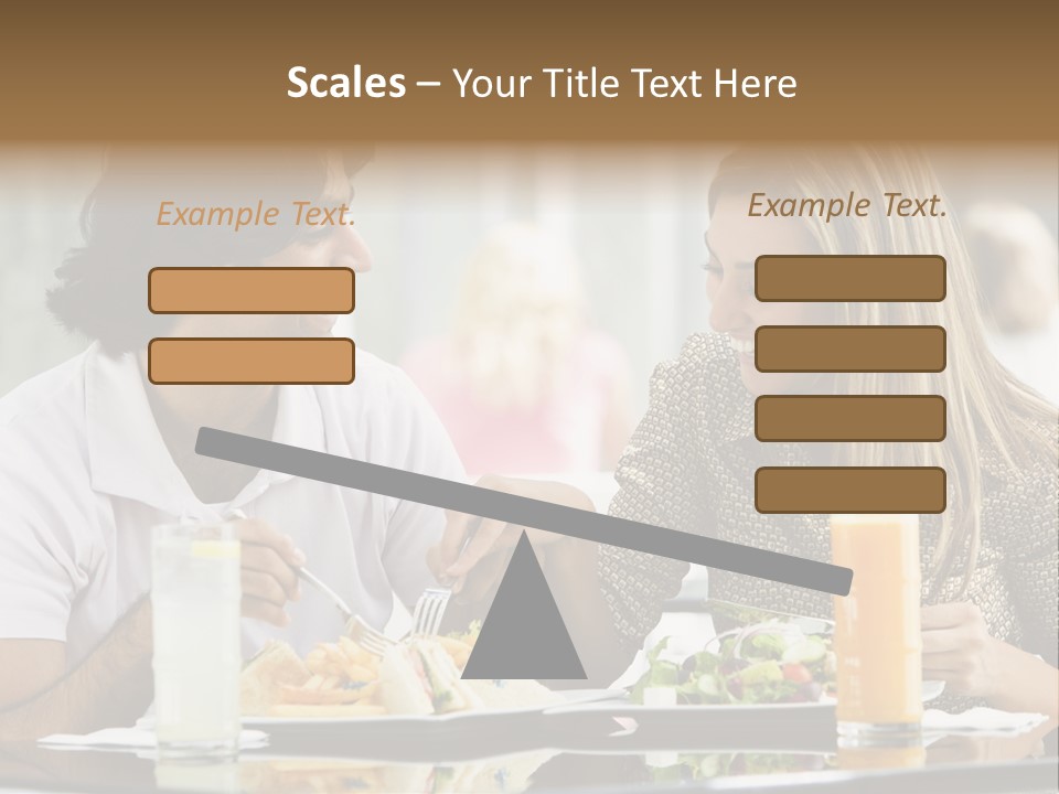 Couple Enjoying Lunch Sitting At Cafe Table PowerPoint Template