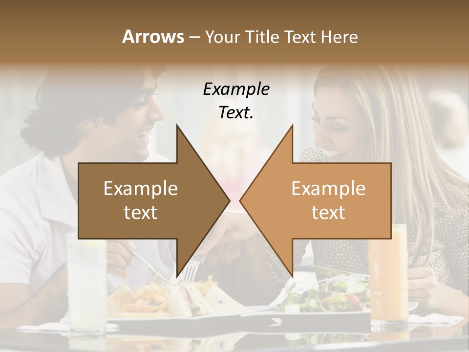 Couple Enjoying Lunch Sitting At Cafe Table PowerPoint Template