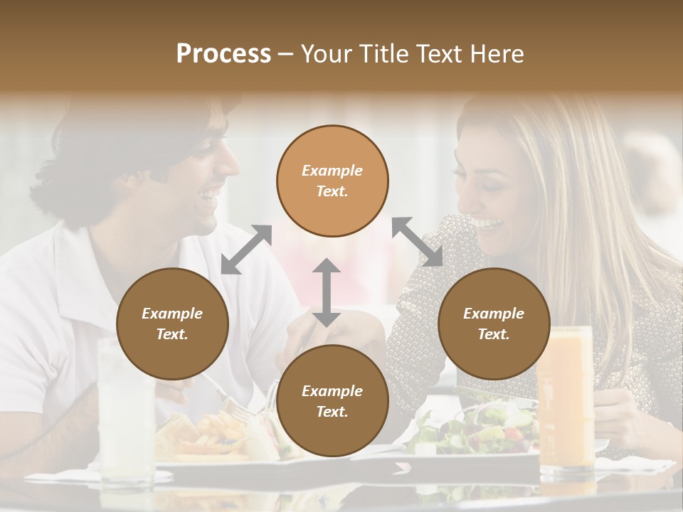 Couple Enjoying Lunch Sitting At Cafe Table PowerPoint Template