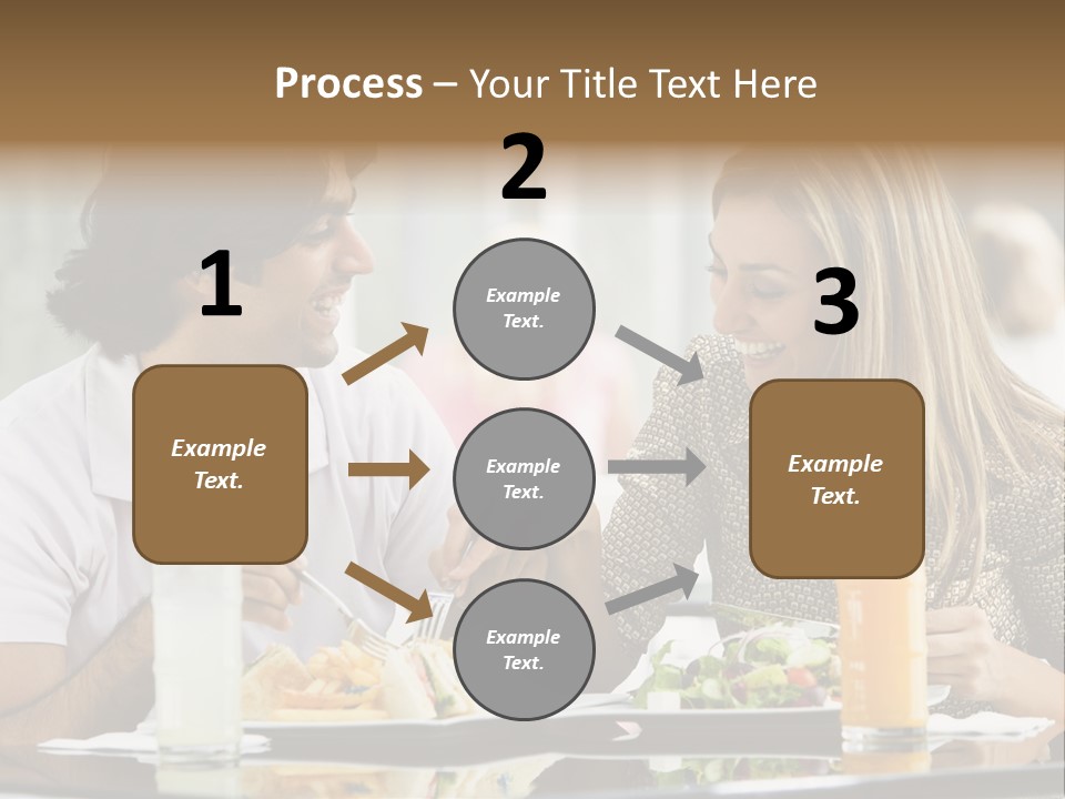 Couple Enjoying Lunch Sitting At Cafe Table PowerPoint Template