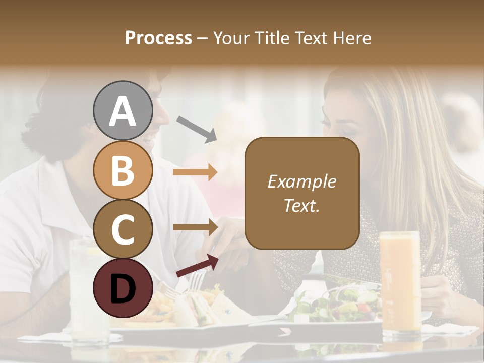 Couple Enjoying Lunch Sitting At Cafe Table PowerPoint Template