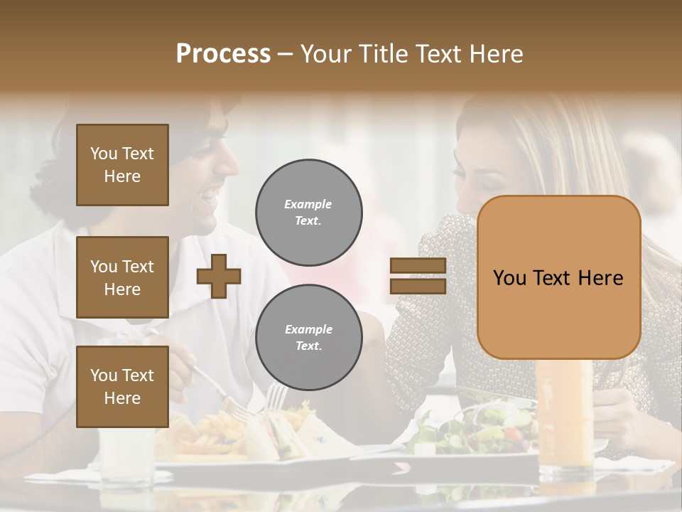 Couple Enjoying Lunch Sitting At Cafe Table PowerPoint Template