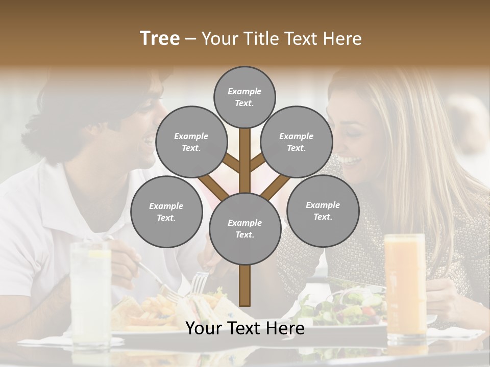 Couple Enjoying Lunch Sitting At Cafe Table PowerPoint Template