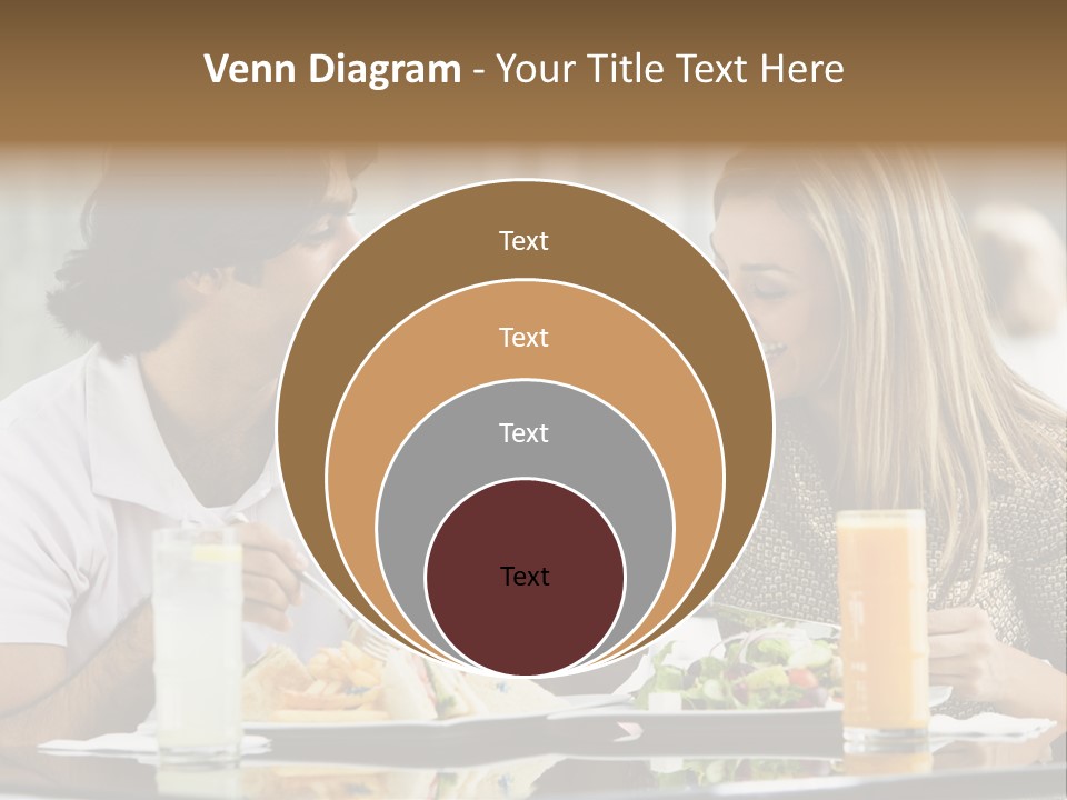 Couple Enjoying Lunch Sitting At Cafe Table PowerPoint Template