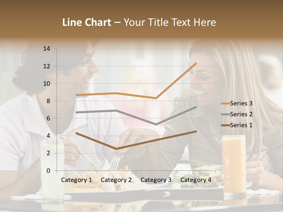 Couple Enjoying Lunch Sitting At Cafe Table PowerPoint Template